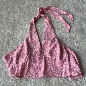 Abercrombie & Fitch Pink Tie Front Crop Top